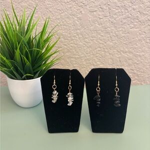Boutique🦋 2 Sets of Black/White Gem Drop Earrings!